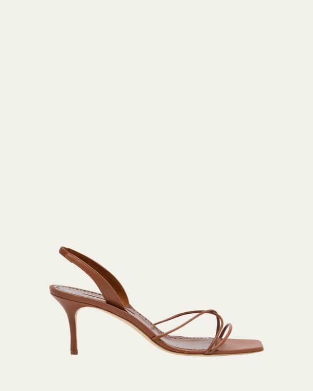 Leather Strappy Slingback Sandals